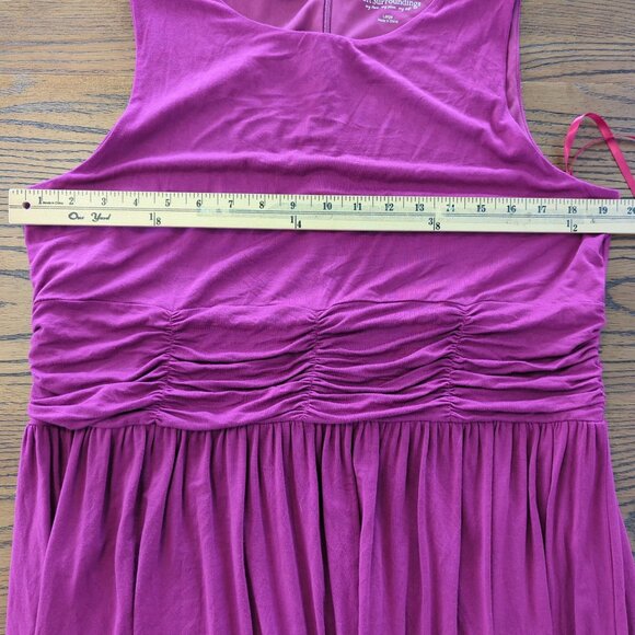 Soft Surroundings Sleeveless Magenta Maxi pullover Ruched Waist Dress size L - Picture 14 of 16